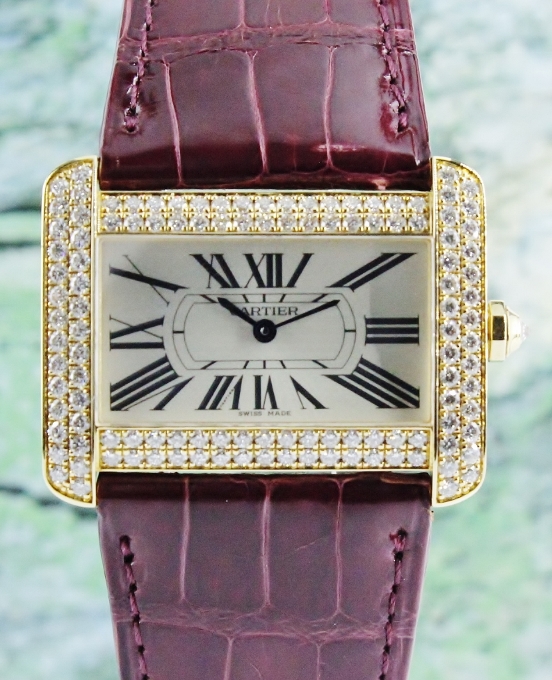 (image for) 100% Original Cartier Divan 18K Yellow Gold With Factory Set Diamond / 2602